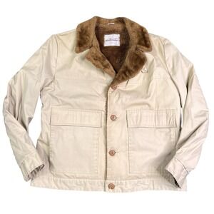 Van Heusen Yellow‎ Jacket Heavy Duty Men Size 46 Sz XXL Lined Mod Faux Fur Retro